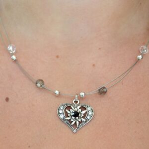 edelweiss heart necklace multiple color options