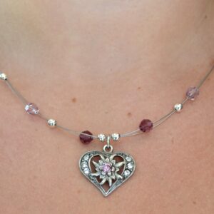 edelweiss heart necklace multiple color options