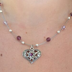 edelweiss heart necklace multiple color options