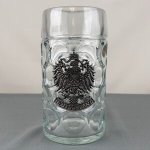 Glass Mug Pewter Emblem
