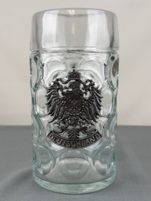 Glass Mug Pewter Emblem