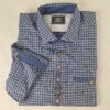 Friedrich : Men's Blue Plaid Shirt with Embellishments German shirt blue plaid