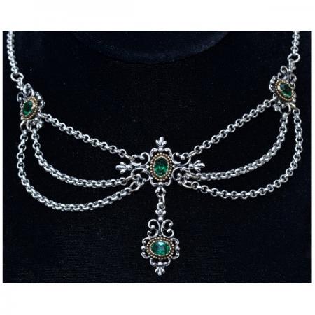Triple Filigree chain stone necklace