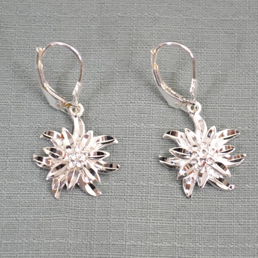 Sterling Silver Edelweiss Dangling Earrings Ernst Licht