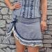 Blue Denim Skirt with Check and Lace Trim