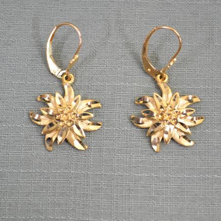 Gold Edelweiss Dangling Earrings