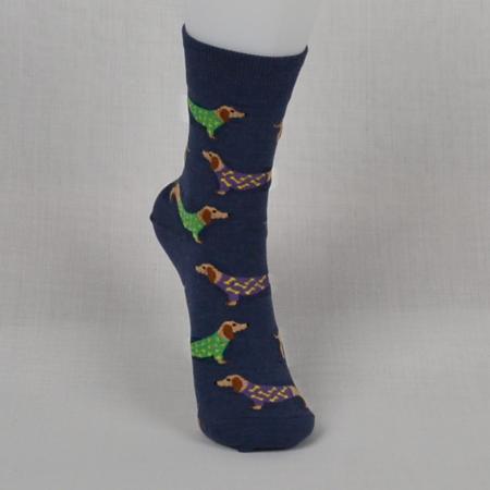 Women's Blue Weiner Dog Socks