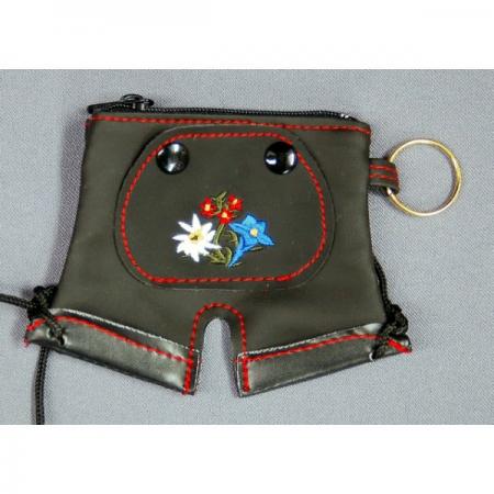Lederhosen purse with embroidered edelweiss