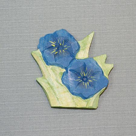 enzian flower wooden magnet