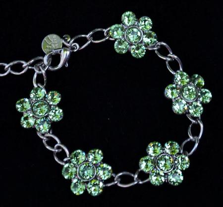 Light Green Crystal Floral Bracelet