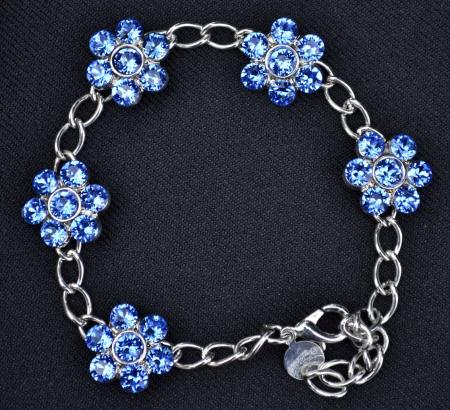 Blue Crystal Floral Bracelet