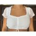Meline short blouse with lace cap sleeves and lace neckline