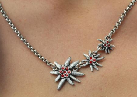 Edelweiss necklace with red jewels